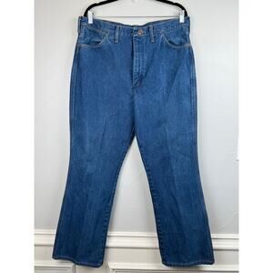 Wrangler Mens Regular Fit Jeans 38x32 Blue Denim USA Made Cowboy Western Vintage